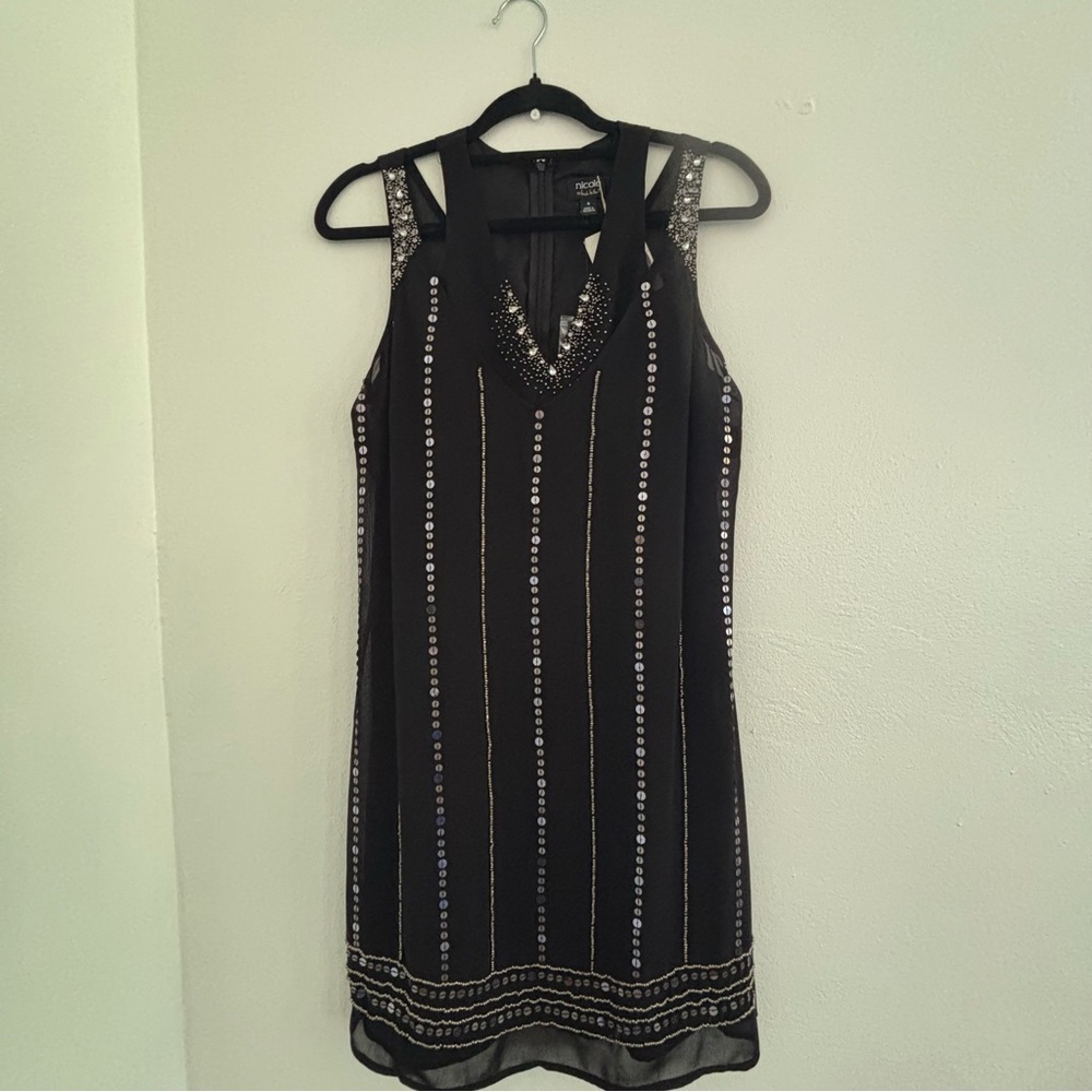 Elegant Black Dress with Sparkly Beads Size 4